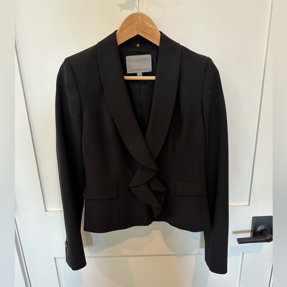 Black ruffle front blazer - Picture 1 of 7